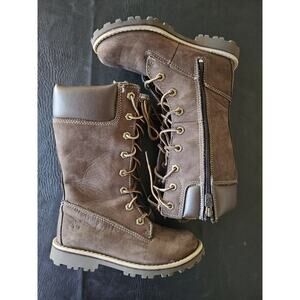 TIMBERLAND PREMIUM BROWN Leather LONG High Boots Little Girl Sz 11
